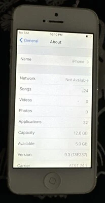 Apple iPhone 5 16GB White (ATT) A1428 Fast Ship GSM Good Used 22 Apps 9.3 IOS - Image 1 of 4