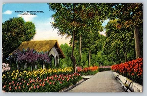 Postal Jardín de Cerveza Tropical Habana Cuba Lino sin publicar - Imagen 1 de 2