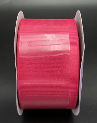 Paper Mart 2-1/4" x 25yd Hot Pink Grosgrain Ribbon Roll - Image 1 of 3