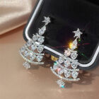 Luxury Zircon Crystal Christmas Tree Earrings Stud Dangle Women Xmas Jewelry Hot