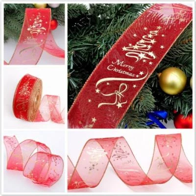 1 Roll Organza Wired Edge Christmas Ribbon Packaging Decoration Flowers Gift SG - Image 1 of 4