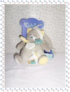 ♥ - Doudou Peluche Chat Musical Gris Jaune Les Comètes Luminescent Baby Nat - Imagen 1 de 2