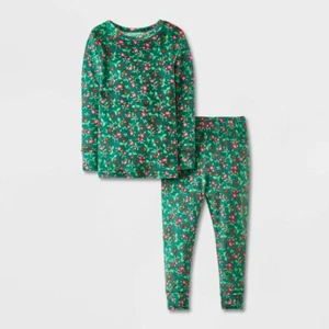 Cat & Jack 2pc Snuggly Soft Snug Fit Christmas Floral Pajama Set Girls 2T NWT - Picture 1 of 11