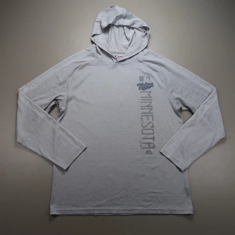 Minnesota Twins Hoodie Mens Medium Gray Lightweight Pullover Hooded Majestic MLB Cover
