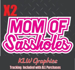 Mom of Sassholes Vinyl Decal Sticker Babe Car Diesel Truck Lady Woman Girl Pink - Picture 1 of 1