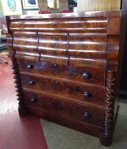 Antique, Victorian Scottish Ogee Chest Of Drawers Dresser Cover