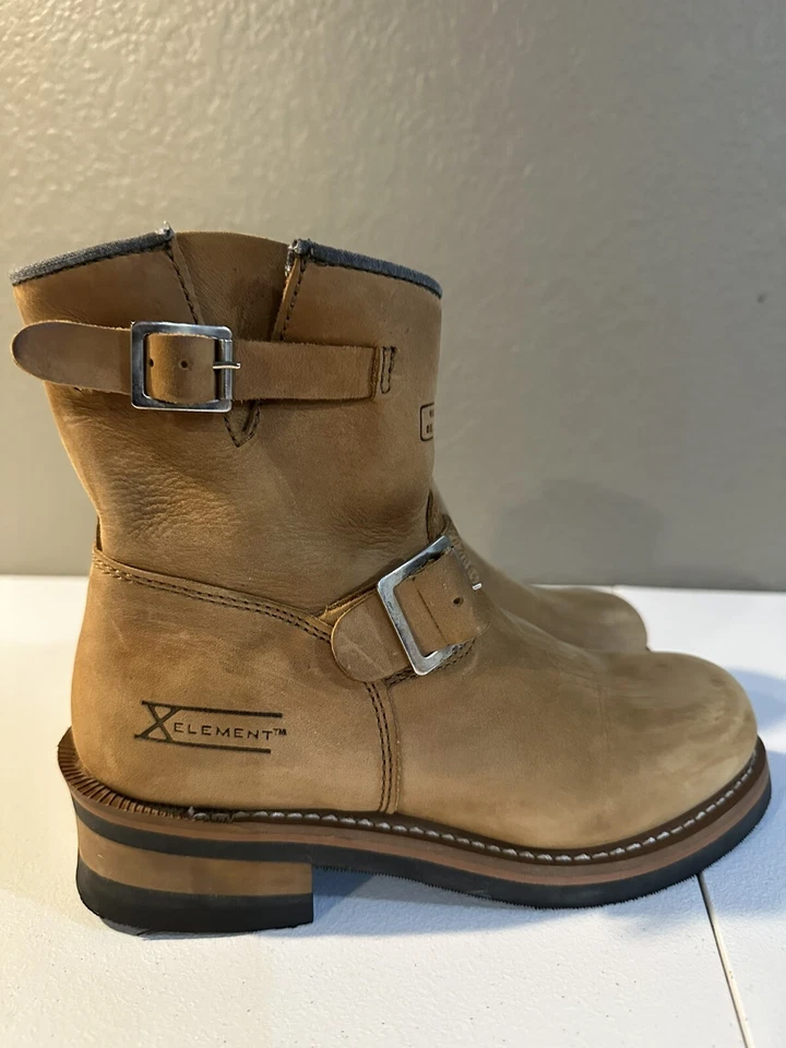 Mujer Botines Marrón Cuero Curtido al Aceite Motociclista Hebilla Arnés Talla 7 XElement Foto 1 de 4