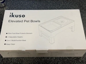 Elevated Dog Bowl Pet Feeder Stainless Steel Raised Food Water Stand 2 Bowls New - Picture 1 of 4