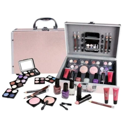 42pc VANITY CASE BEAUTY COSMETIC SET GIFT TRAVEL MAKE UP BOX STORAGE CARRY KIT