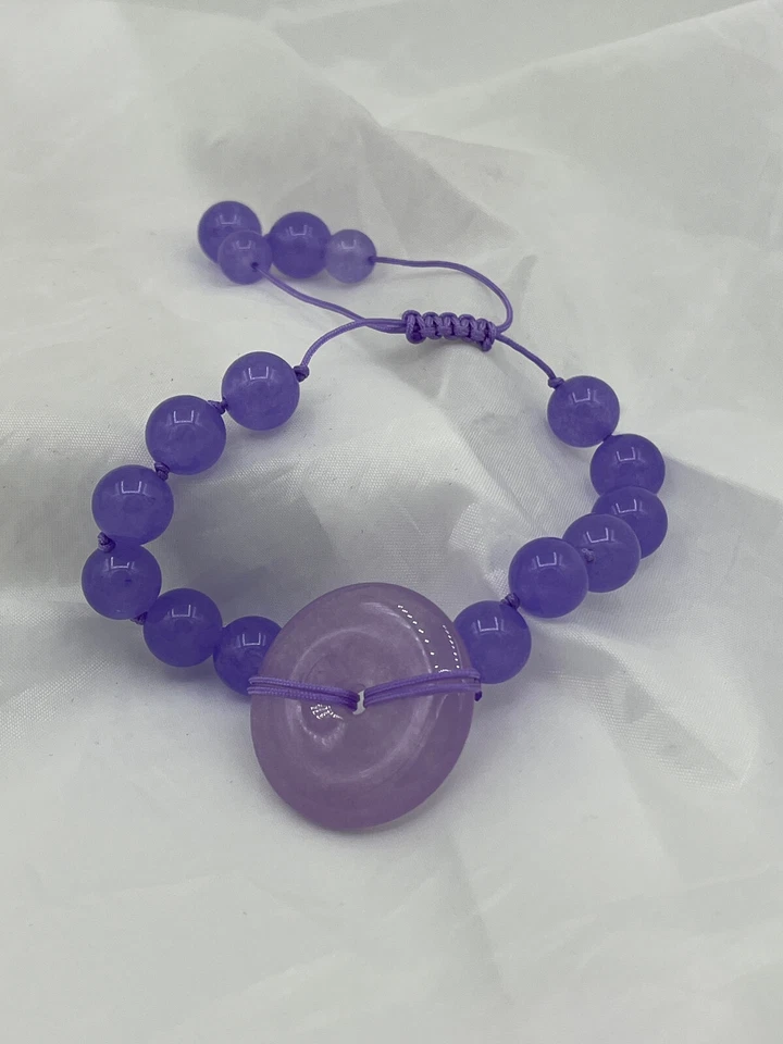 Браслет макраме регулируемый из натурального сугилита круглого камня с пончиком бисером - Изображение 1 из 1