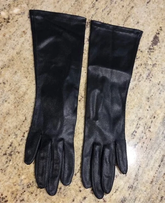 Guantes formales formales de nailon negros de 12" de colección para mujer talla XS-S 6 brillo Foto 1 de 4