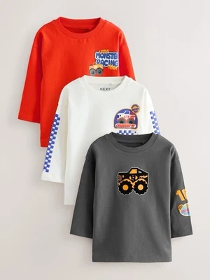 Lote de 3 Next Ropa Camisa Niños 4-5 Manga Larga Monster Truck Gráfico NUEVO $40 Foto 1 de 4