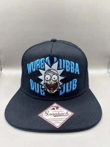 Rick and Morty Hat Cap Snap Back Black Blue Wubba Lubba Dub Dub Embroidered Mens - Picture 1 of 6