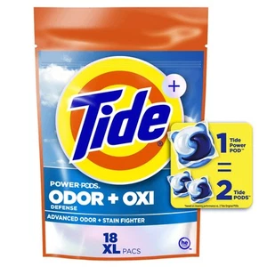 Tide Ultra OXI Power PODS 18 Ct Odor Eliminator Detergent for Tough Stains - Picture 1 of 9