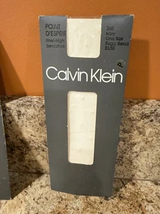 Vintage Calvin Klein Point D'Esprit Knee High Sandal Toe Ivory 240 One Size - Picture 1 of 4