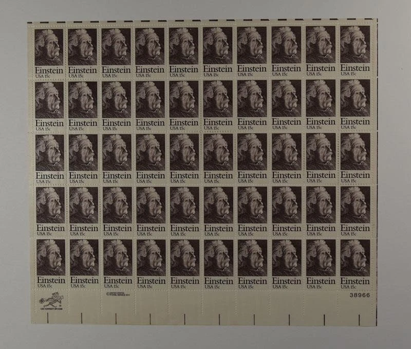 US SCOTT 1774 PANE OF 50 EINSTEIN STAMPS 15 CENT FACE MNH - Image 1 of 1