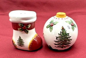 Spode Christbaumkugelschmuck & Strumpfform Salz Pfefferstreuer Vintage - Bild 1 von 8