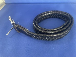 *BLACK BRAIDED BELT * 40 INCHES LONG AND 1 INCH WIDE*GENUINE & BONDED LEATHER - Picture 1 of 2