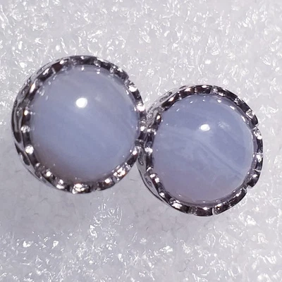 blauer Chalcedon Chalzedon Ohrringe Ohrstecker 925 Sterling Silber rhodiniert - Bild 1 von 3