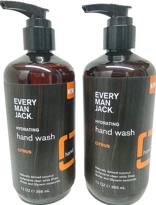2 BOTTLES Every Man Jack EMJ Hydrating Hand Wash Pump Citrus 12oz EACH - Image 1 of 2