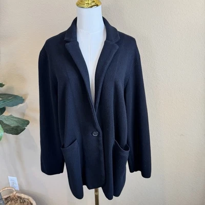 J Crew Cecile Relaxed Sweater Blazer Womens L Black Wool Double Knit Capsule - Image 1 of 4