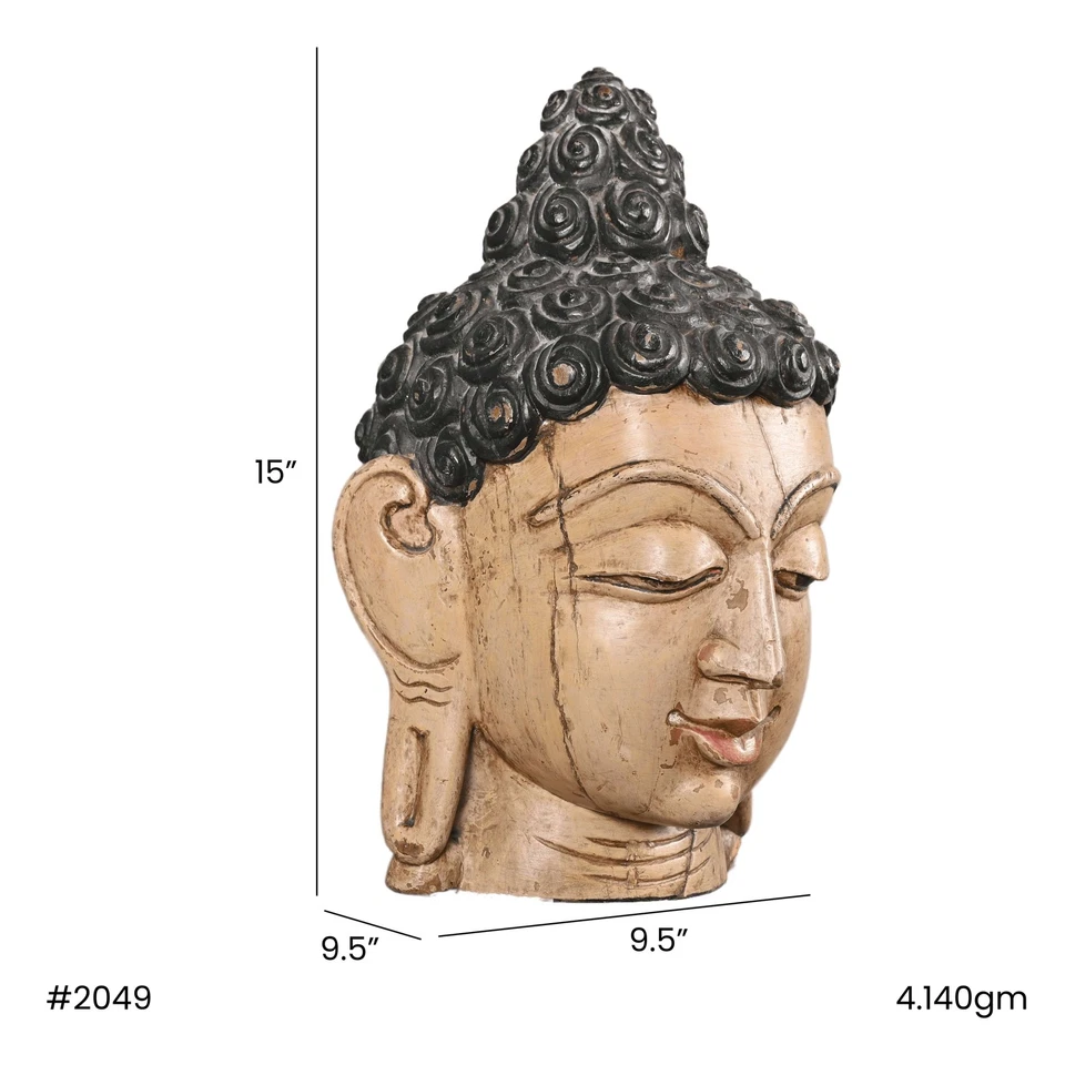 Vinatge Indian Tribal Art Wooden Hand Carved Wall Hanging Buddha Mask Home Decor - Image 1 of 4