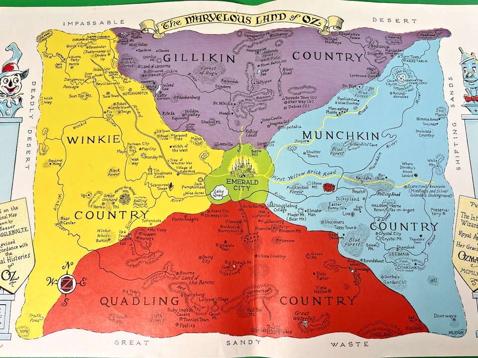 Land of Oz Color MAP L. Frank Baum Dick Martin Oz Club DOUBLE SIGNED Super RARE - Image 1 of 4