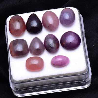 10 Pcs Natural Ruby Cabochon Untreated 8mm-11mm Dazzling Red Loose Gemstones Lot - Image 1 of 4