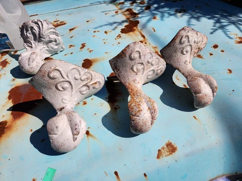 3 Antique ODD Square rectangle top Cast Iron Ball And Claw Feet Foot Bath Tub Cover