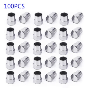 100pcs  Chrome Plated Car Tire Wheel Air Pressure Stem Valve Cap Air Dust Cover - Picture 1 of 3