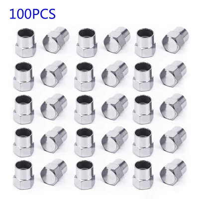 100pcs  Chrome Plated Car Tire Wheel Air Pressure Stem Valve Cap Air Dust Cover - Image 1 of 3