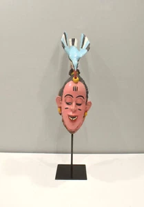 African Vintage Wood Crest Pink Baule Mask Cote'd Ivorie - Picture 1 of 5
