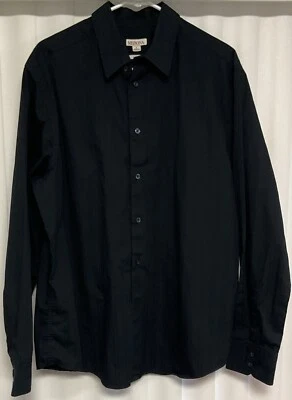 Camisa Merona ajustada manga larga abotonada para hombre grande negra.    6678 Foto 1 de 3