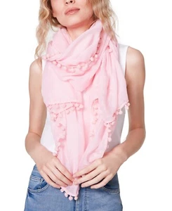 Steve Madden Pom-Pom Scarf, Pink - Picture 1 of 1