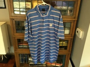 Rich Harvest Farms DUNNING Blue w Pink Stripes Performance Golf Polo SZ L - Cool - Picture 1 of 12