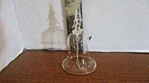 Beautiful Clear Glass BELL w/ CHRISTMAS TREE on TOP Christmas Ornament - Picture 1 of 2