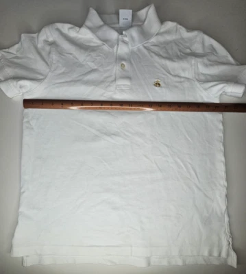 BROOKS BROTHERS Boys Medium Slim Fit White Polo Shirt Gold Embroidered Logo - Image 1 of 4