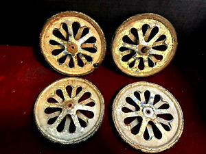 Pedal Car Tin WHEELS with hard Rubber Tires CARRAGE 6" HEARTS DESIGN 1930's