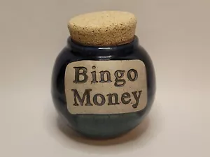 Bingo Fund Glas Keramik Kork Deckel Tumbleweed Kunstkeramik Handarbeit Bank blau - Bild 1 von 13