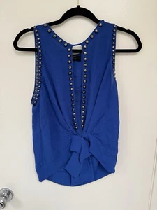 Top para mujer Robert Rodriguez azul real sin mangas talla 2 tachonado rock & roll - Imagen 1 de 4