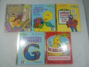 5 Vintage A Little Golden Book Sesame Street Grover Big Bird Elmo Bert and Ernie - Picture 1 of 5