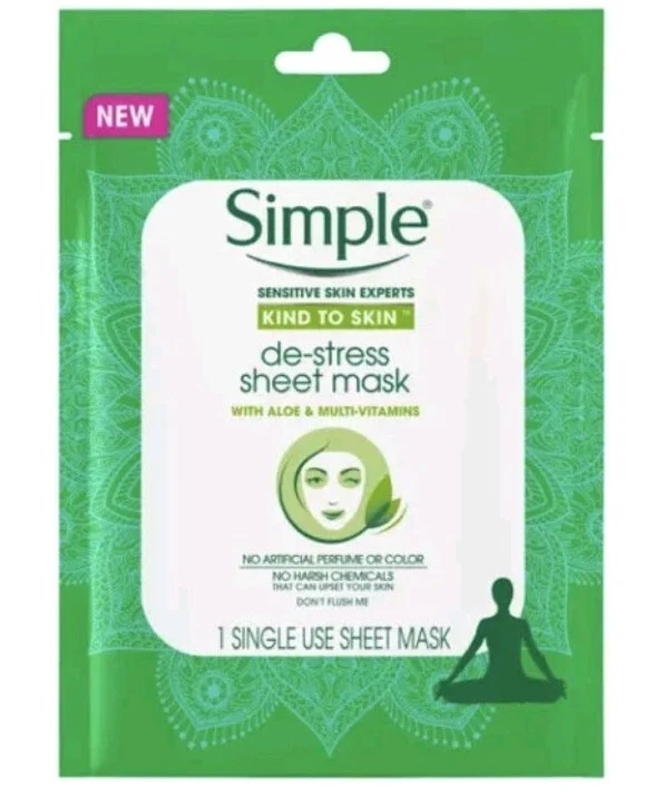 Simple Sensitive Skin Experts De-stress Sheet Mask Aloe & Multi-Vitamins - Image 1 of 4