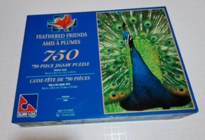 Vintage Sealed "PEACOCK" Feathered Friends Jigsaw Puzzle BY Sure Lox 750 PIECES - Image 1 of 4