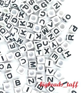 cubo blanco acrílico 7 mm letras/alfabeto cuentas 100.300.500.1000 piezas - Imagen 1 de 3