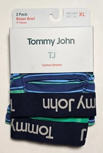 Tommy John Cotton Stretch 4-Inch Boxer Brief - XL - Stripe / Green - 2 Pack - Picture 1 of 2