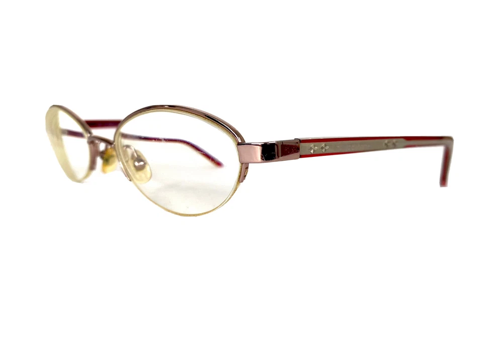 Liz Claiborne Oro Ovalado Metal Medio Borde Rojo Transparente Templos Gafas L327 47 18 130 Foto 1 de 4