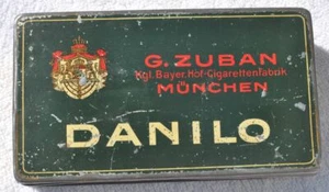 1930s Germany German Munich ZUBAN Danilo Tobacco Empty Cigarettes Tin Box - Picture 1 of 10