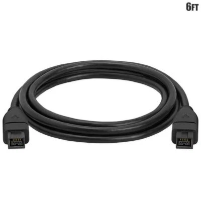 6FT FireWire 800 9Pin Male to 9 Pin Male IEEE1394b Cable Cord iLINK PC Mac Black - Image 1 of 2