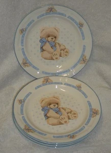 THEODORE BEAR TIENSHAN STONEWARE SALAD DESSERT PLATE SET LOT OF 4 - Picture 1 of 4
