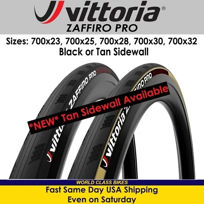 Vittoria Zaffiro Pro G2.0 700x23, 25, 28, 30, 32c Black or Tan Folding Bike Tire - Image 1 of 4